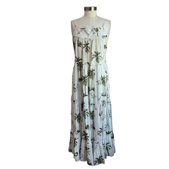 Z&L Dresses & Skirts - Z&L 100% Cotton Boho Breezy Palm & Banana Print Low Back Maxi Dress Size Small